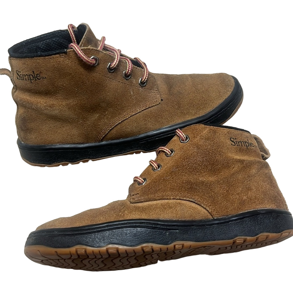 Simple Chukka Boots Men Size 8 Brown Suede leather Lace Up Ankle Shoes